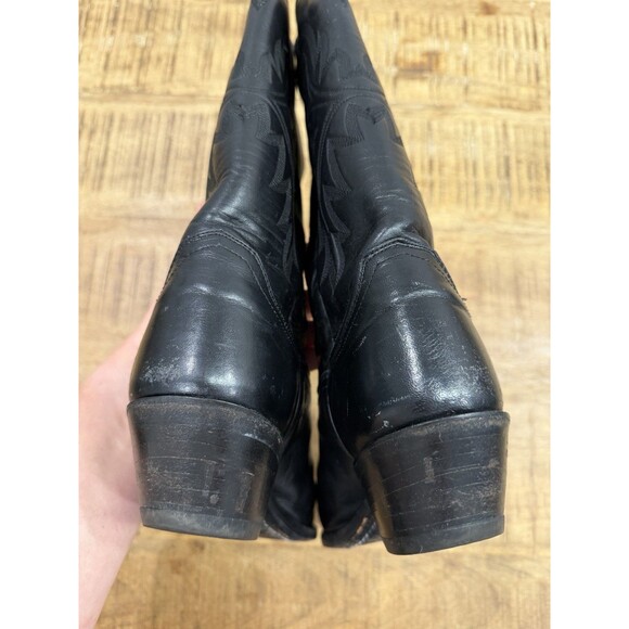 Vintage Justin L4904 Black Leather Snip Toe Cowgirl Boots Made In USA Womans 6B - Picture 7 of 10